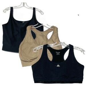 Bundle of 3 Sports Bras Reebok, Avia - All Size XL Black & Tan